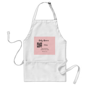 Tablier Baby shower rose simple q r code ajouter le texte 