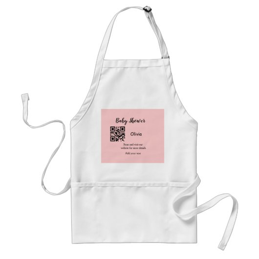 Tablier Baby shower rose simple q r code ajouter le texte (Devant)