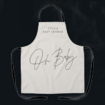 Tablier Baby shower script moderne noir et blanc élégant<br><div class="desc">Baby shower script moderne noir et blanc élégant décor de partie apron design. Conception idéale sans distinction de genre.</div>