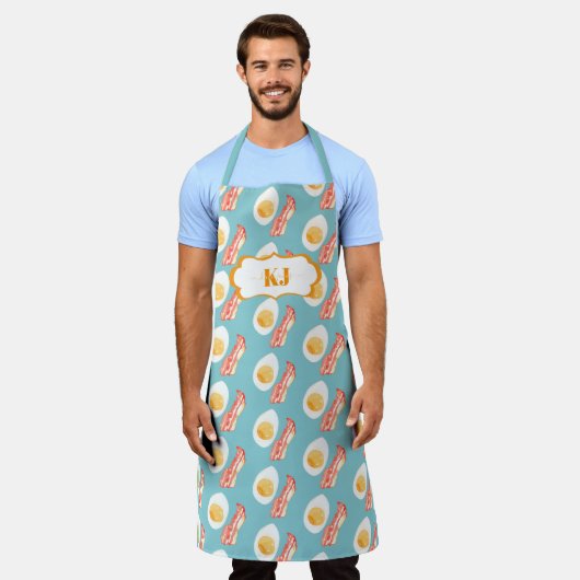 Tablier Bacon mignon et Motif d'oeufs | Monogramme (Porté)