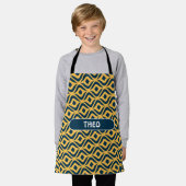 Tablier Bactérie Bleu Jaune Motif minimal (Porté)