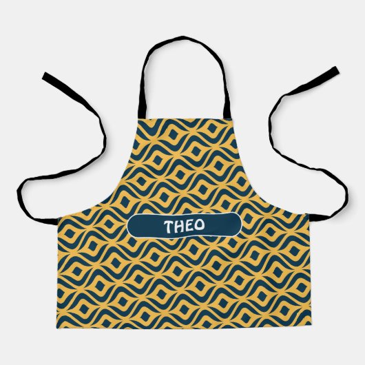 Tablier Bactérie Bleu Jaune Motif minimal (Recto)