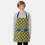 Tablier Bactérie Bleu jaune Motif minimal (Porté)