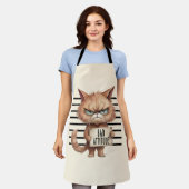 Tablier Bad Attitude Chat Mugshot - Drôle Feline Design (Porté)