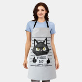 Tablier Bad Cattitude - Mugshot de chat noir (Porté)