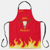 Tablier Badass barbecue crâne de vache flamboyante (Recto)