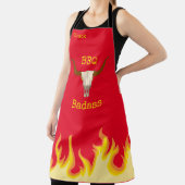 Tablier Badass barbecue crâne de vache flamboyante (Insitu)