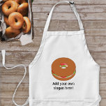 Tablier Bagel rempli - ajouter un slogan, un nom ou une en<br><div class="desc">Ajoutez un slogan ou un nom pour créer un cadeau personnalisé avec un thème bagel. L'image montre un anneau de pain rempli de laitue,  de viande et de tomate.</div>