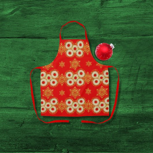 Tablier Bagues et jolis flocons rouges
