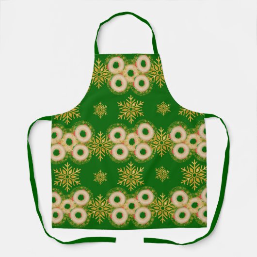 Tablier Bagues et jolis flocons verts (Recto)