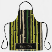Tablier Baies de bambou vert sur noir (Recto)
