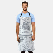 Tablier Bain, Angleterre motif style Toile, Jane Austen (Porté)