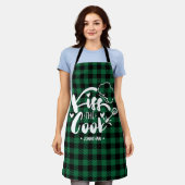 Tablier Baise la cuisine de Cook Funny Green Plaid (Porté)