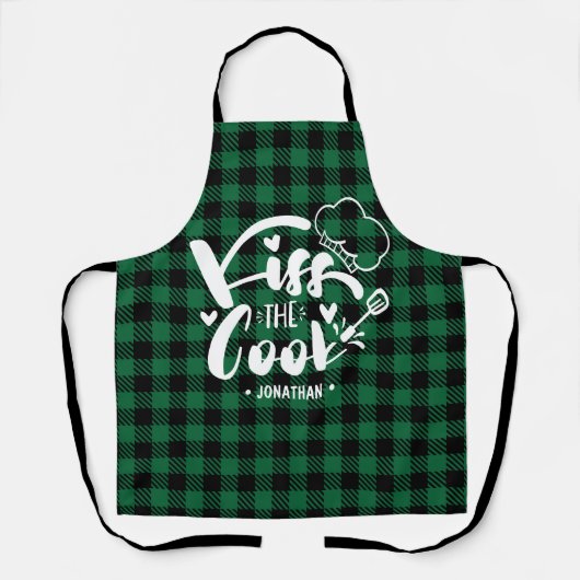 Tablier Baise la cuisine de Cook Funny Green Plaid (Recto)