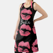 Tablier Baiser baiser à lèvres imprimé rose et noir mignon (Insitu)
