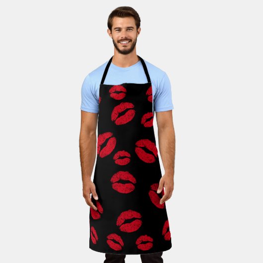 Tablier Baisers en noir (Porté)