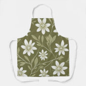 Tablier Baisson blanc tropical sur vert olive Élégant (Recto)