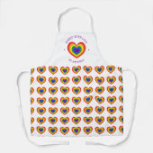 Tablier Baked With Love Rainbow Heart Motif Nom personnali (Recto)
