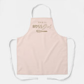 Tablier Baker Boss Girl Élégante Brosse Script Rose & Or (Recto)