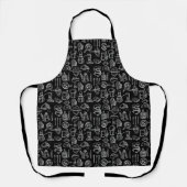 Tablier Bakery Kitchen Symbols Pattern Black  (Recto)