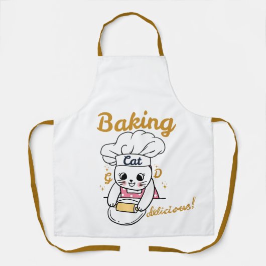 Tablier Baking Cat DELICIEUX Bon Design - Cute Cat Baking (Recto)