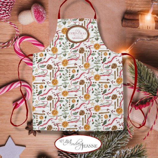 Tablier Baking Christmas Memories avec l'aquarelle de gran
