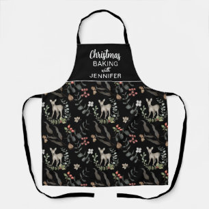 Tablier Baking de Noël personnalisé en noir et blanc avec