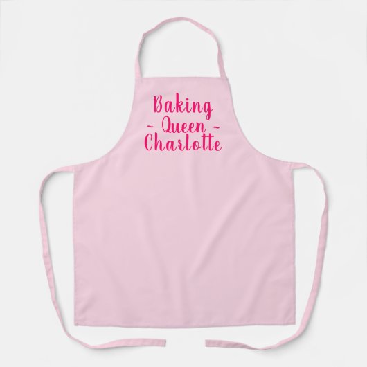 Tablier Baking queen clair rose script personnalisé nom él (Recto)