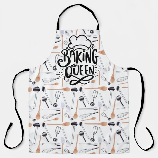 Tablier Baking Queen sur toute l'impression (Recto)