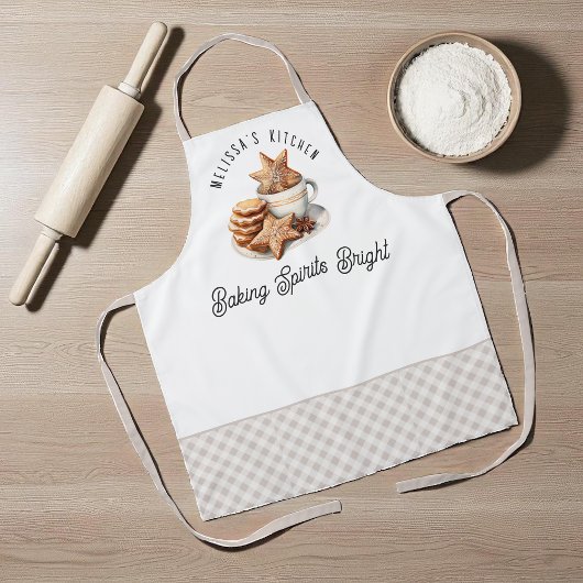 Tablier Baking Spirits Bright Christmas Cookies with Name