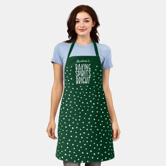 Tablier Baking Spirits Bright Funny Green Polka Dot (Porté)