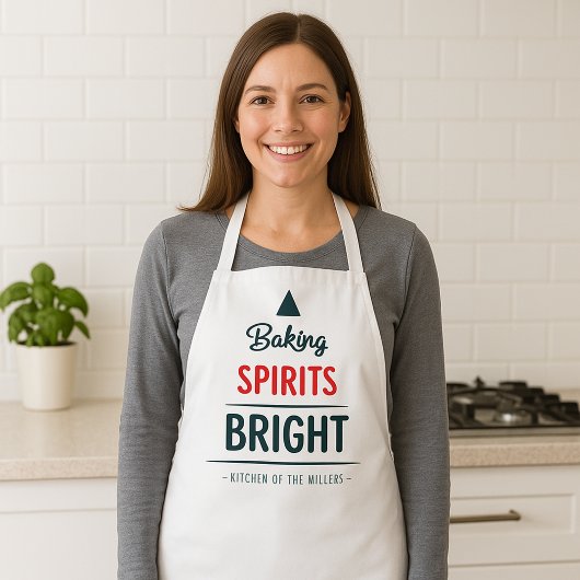 Tablier Baking Spiritueux Bright Christmas Tree Nom person