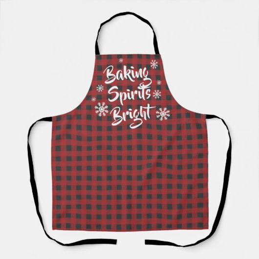Tablier Baking Spiritueux Rouge brillant Noir Plaid Noël (Recto)