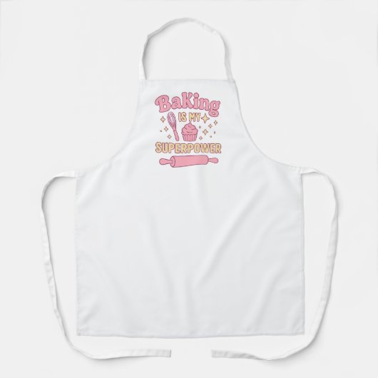 Tablier Baking Superpower pink (Recto)