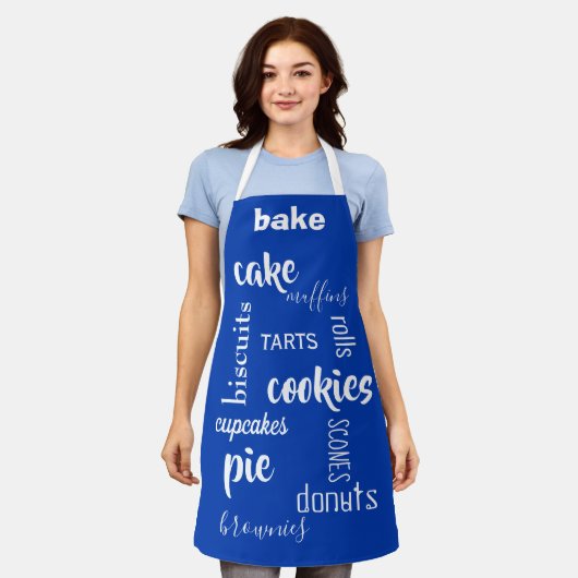 Tablier Baking Words Bleu foncé Cuisine Apron (Porté)