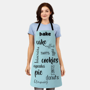 Tablier Baking Words Blue Kitchen