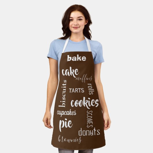 Tablier Baking Words Cuisine Brown Apron (Porté)