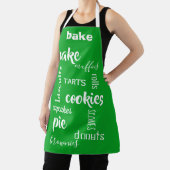 Tablier Baking Words Green Kitchen Apron (Insitu)