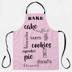 Tablier Baking Words Pink Kitchen Apron