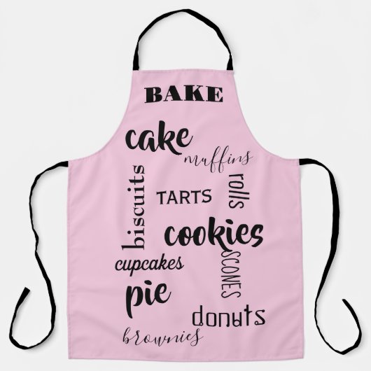 Tablier Baking Words Pink Kitchen Apron (Recto)