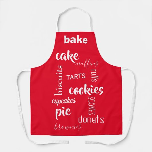 Tablier Baking Words Red Kitchen Apron (Recto)