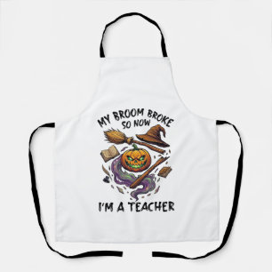 Tablier Balai Cassé Professeur Halloween Citrouille Chapea