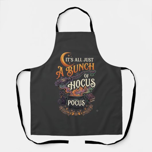 Tablier Balai de sorcière Hocus Pocus Chat noir Chaudron m (Recto)