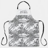 Tablier Baleine à bosse noire et blanche sur mesure (Recto)