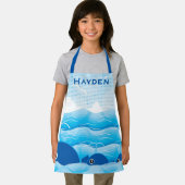 Tablier Baleines et vagues Bleu Océan Personnalisé (Insitu)