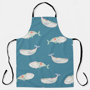 Tablier baleines folles skandinaves animaux de mer patte s