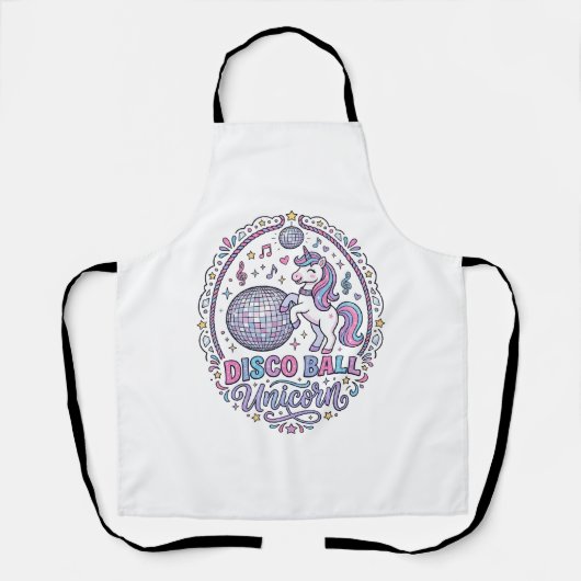 Tablier Balle de disco Licorne Licorne Impression ludique (Recto)
