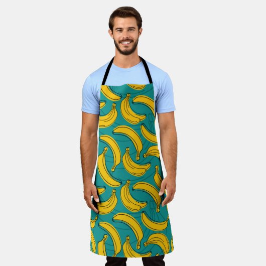 Tablier banane jaune avec contour noir sans couture motif (Porté)