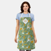 Tablier Banane tropicale moderne vert Motif Monogramme (Porté)