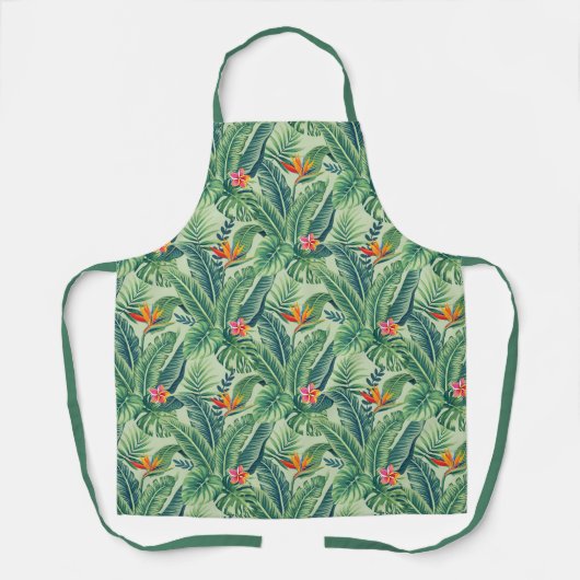 Tablier Banane tropicale Monstera Palm Feuilles & Fleurs (Recto)